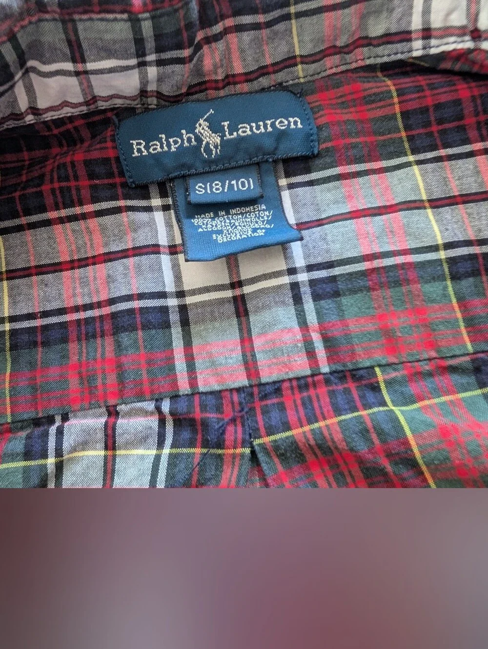8-10Y Ralph Lauren Red and Green Plaid Button-Up Shirt